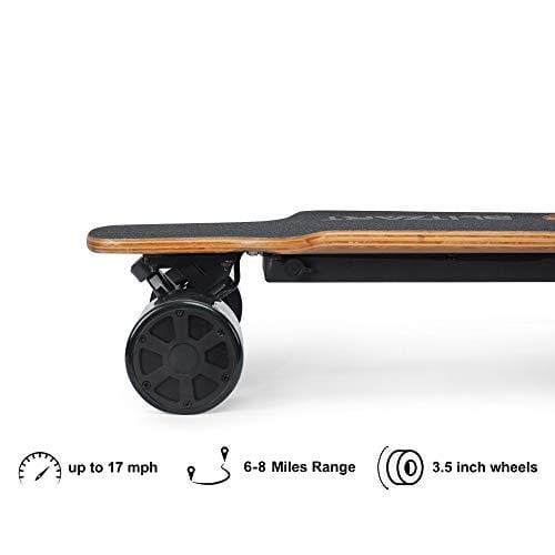 BLITZART Tornado 38" Electric Longboard E-Skateboard Motorized Electronic 17mph Hub-Motor 3.5" PU Wheels (Black)