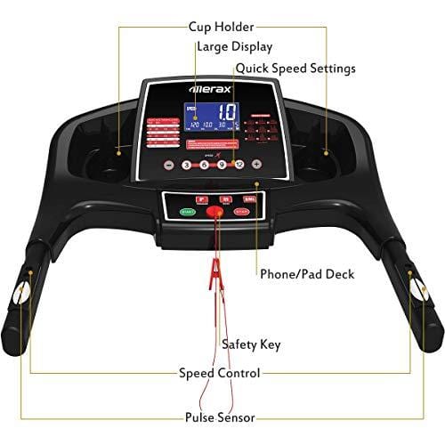 Merax Electric Folding Treadmill Running Jogging Machine, 16.5" Wide Running Surface, Convenient Shortcut Buttons, Shock-Absorbing Running Board