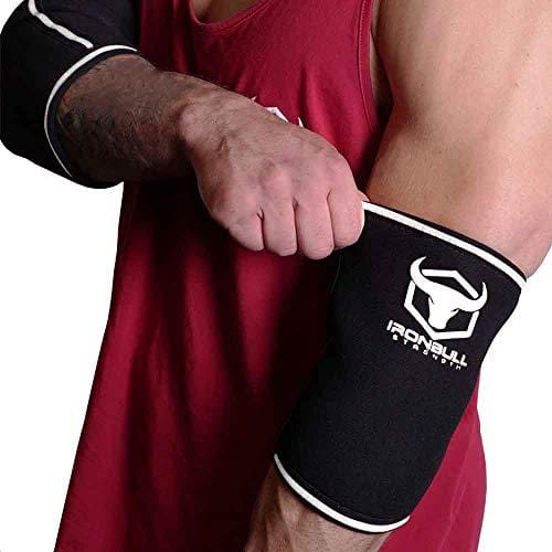 Elbow Sleeves 5mm (1 Pair) - High Performance Elbow Sleeve Support for Weightlifting, Weight Training & Powerlifting - Best Compression Straps - for Men and Women (XX-Large, Black/White)