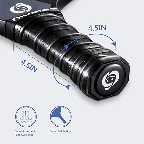 niupipo Pickleball Paddles, Pickleball Set, 2 Pickleball Rackets, 4 Pickleball Balls and 1 Pickleball Bag, Fiberglass Surface, Polypropylene Honeycomb Core, Lightweight Pickleball Paddle