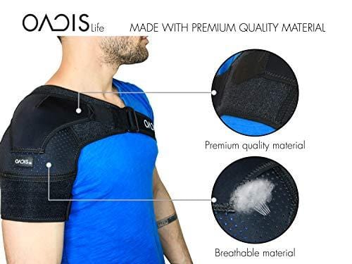 Shoulder Brace with Pressure Pad by OacisLife | [2019 Version] Neoprene Rotator Cuff Compression Support Sleeve for Injury Prevention, Dislocated AC Joint, Labrum Tear, Tendonitis and Fracture - For M