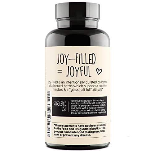 Joy-Filled | 100% Plant-Based Supplement for Anxiety & Depression Relief | Helps Relax The Mind, Boosts Mood, Relieve Stress | Contains 7 Powerful Herbs, Non-GMO, 60 Vegan Capsules