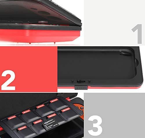 AmazonBasics Vault Case for Nintendo Switch And 8 Games - 10.5 x 5.5 x 2 Inches, Red