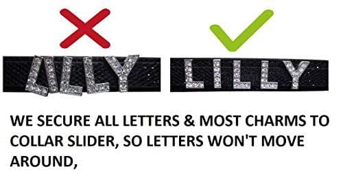 Bling Stuff For Fun TM, Personalized Customized PU Leather Glitter Rhinestone Bling Name Collar for Dogs & Puppies