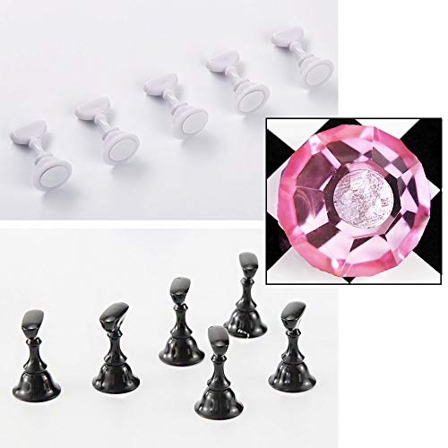 Kalolary 1 Set Nail Art Holder Practice Stand for Nail Art Display, Magnetic Nail Art Tips Holders Crystal Nail Holder Chessboard Fingernail DIY Nail Art Display Stand Training Practice Display Stand
