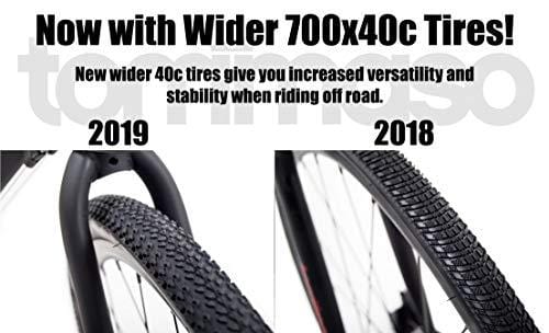 Tommaso Siena - Shimano Tourney Gravel Adventure Bike with Disc Brakes, Extra Wide Tires, Perfect for Road Or Dirt Touring, Matte Black - Medium