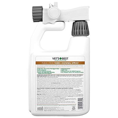 Vet's Best Flea and Tick Yard and Kennel Spray | Yard Treatment Spray Kills Mosquitoes, Fleas, and Ticks with Certified Natural Oils | Plant Safe with Ready-to-Use Hose Attachment | 32 Ounces