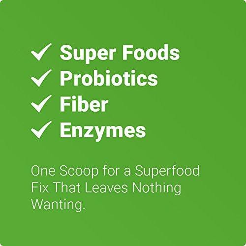 SUPER GREENS | #1 Green Veggie Superfood Powder | 30 Servings | 20+ Whole Foods (Wheat Grass, Spirulina, Chlorella), Probiotics, Fiber & Enzymes | 100% USDA Organic Non-GMO Vegan Supplement (Original)