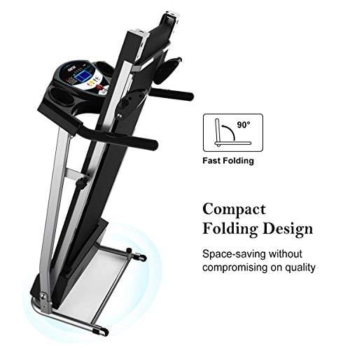 Merax Fitness Folding Treadmill - Electric Motorized Exercise Machine for Running & Walking [Easy Assembly] (Classic Black)