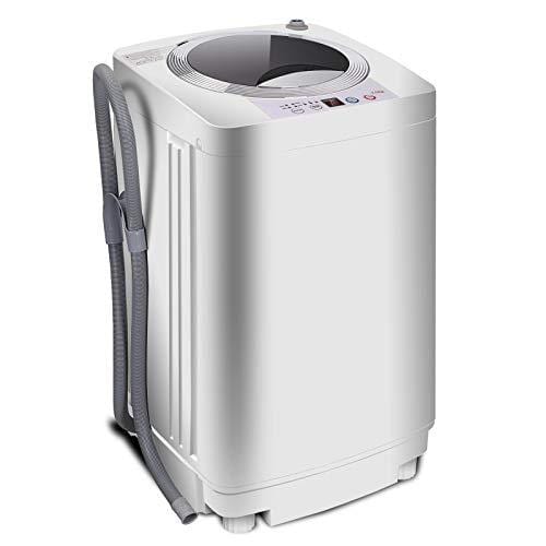 SUPER DEAL Upgraded Portable Full-Automatic Washing Machine Spacious Load Compact Washer - Built-in Drain Pump and Long Hose (Pro)