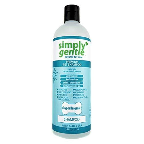 Simply Gentle Natural Pet Shampoo, Hypoallergenic, for All Pets Dogs Cats, 16 oz. [1 Bottle]