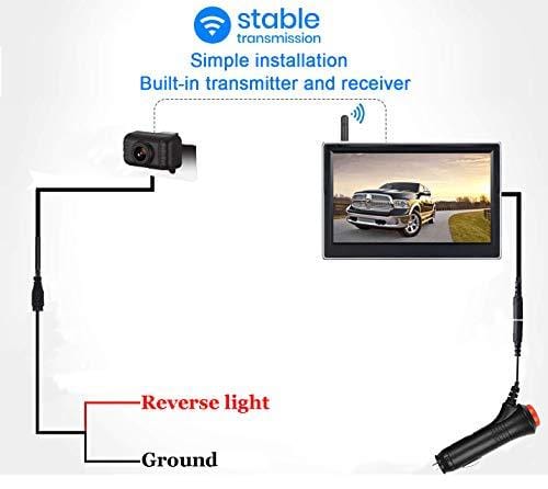 HD Digital Wireless Backup Camera System 5 Inch LCD Monitor for Trucks,Cars,SUVs,Pickups,Vans,Campers Front/Rear View Camera Super Night Vision Waterproof Easy Installation