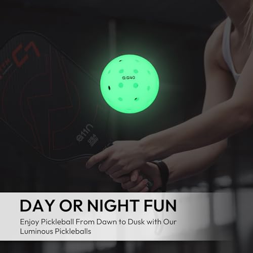 A11N Luminous Pickleballs - USA Pickleball Approved, Light Up Outdoor Balls for High Visibility Nighttime Play, Durable and Glow-in-The-Dark Pickleball Balls - Mix Color & Green