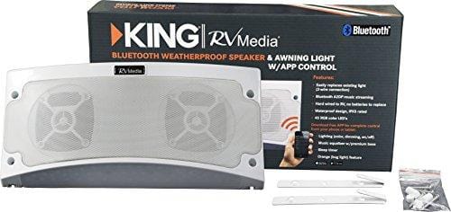 KING RVM2000 Premium Bluetooth Outdoor Speaker with Multi-Color LED Light and App Control - White