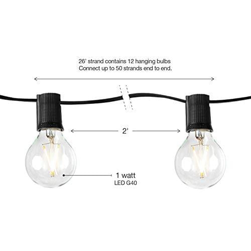 Brightech Ambience Pro - LED Outdoor Globe String Lights - Hanging 1W Vintage Edison Bulbs - Waterproof Patio Lights Create Cafe Ambience On Your Balcony - 26 Ft - Black