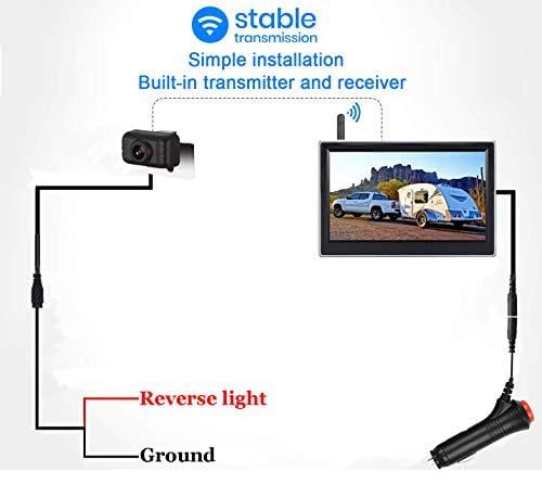 LeeKooLuu HD Digital Wireless Backup Camera for Cars,SUVs,Pickups,Trucks,Minivans High-Speed Observation 5' Monitor System Front/Rear View Camera IP69K Waterproof Night Vision Guide Lines On/Off