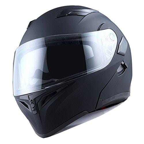1Storm Motorcycle Modular Full Face Helmet Flip up Dual Visor Sun Shield: HB89 Matt Black; Size L (22.4-22.8 Inch)