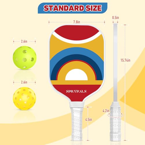 Pickleball Paddles Set of 2, Fiberglass Surface Pickleball Paddle Set with 4 Balls, 1 Carry Bag, 2 Cooling Towels Racket with Ergonomic Cushion Grip for Beginner & Intermediate Gift for Women Men