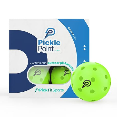 PICKLEPOINT Sh4d0w Pickleball Balls | 4 Pack | 40-Hole Outdoor Pickleball | Built to USAPA Specifications | PicklePoint Premium Outdoors Balls | Green Neon Balls