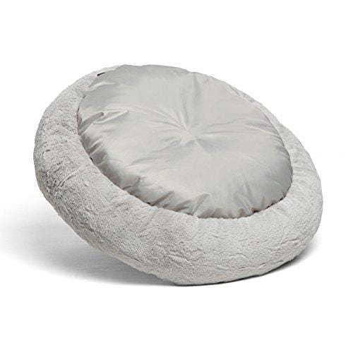 Best Friends by Sheri Luxury Faux Fur Donut Cuddler (23x23), Gray - Small Round Donut Cat and Dog Cushion Bed, Orthopedic Relief