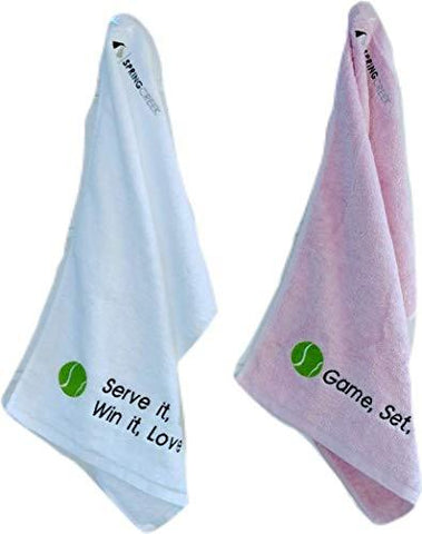 Large (16 X 24) and Soft, 100% Cotton Tennis Towels, Pack of 2 (White, Pink), Tennis Gifts - Springcreek Gear [product _type] Springcreek Gear - Ultra Pickleball - The Pickleball Paddle MegaStore