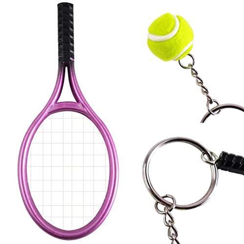 Pakala66 Tennis Racket Keychain Sport Style Tennis Ball Keyring Great Tennis Gift for Sport Lovers, 6 Color Set