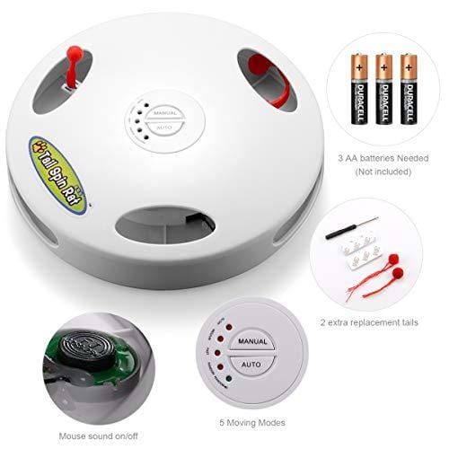 PetDroid Interactive Electronic Cat Toy, Hanging Concealed Motion Cat Mouse Tail Toy, 2ND Generation (White), Medium