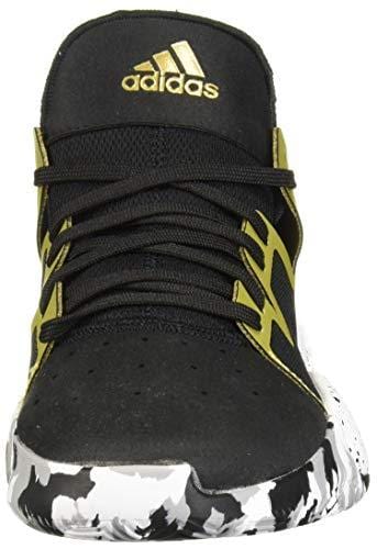 adidas Unisex Pro Vision Basketball Shoe, Black/White/Gold Metallic, 4 M US Big Kid