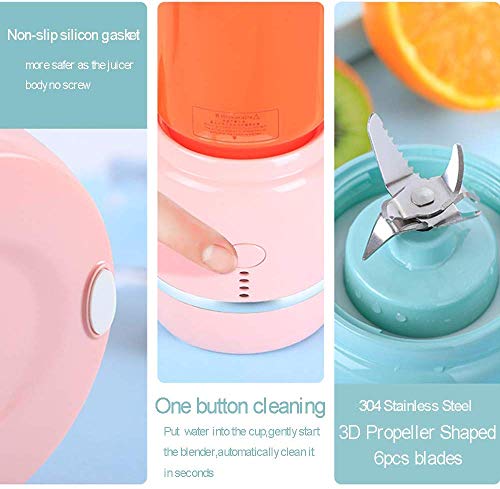 Mini Portable Eletric Personal Blender with 2 Juicer Cup, USB Rechargeable Smart Smoothie Maker Juicer Blender for Shakes Baby Food Mixing Machine with Powerful Motor, 2x2000mAh High Capacity Batteries (Pink)