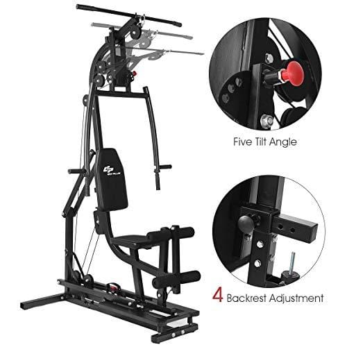 GOPLUS Multifunctional Trainer Free Weight Strength Training Home Gym Station Workout Machine for Total Body Training Max Load 330LBS (Black)