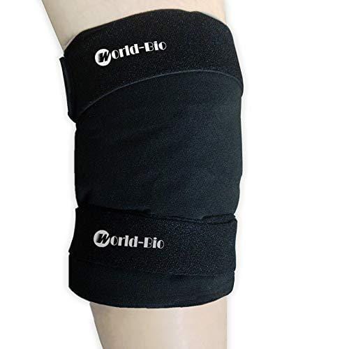 WORLD-BIO Large Knee Ice Pack Cold Therapy Wrap for Knees Legs Thighs Injuries, Medical Freezable Compression Gel Packs for Post Surgery Recovery, Muscle Aches Relief - 2 Elastic Neoprene Straps