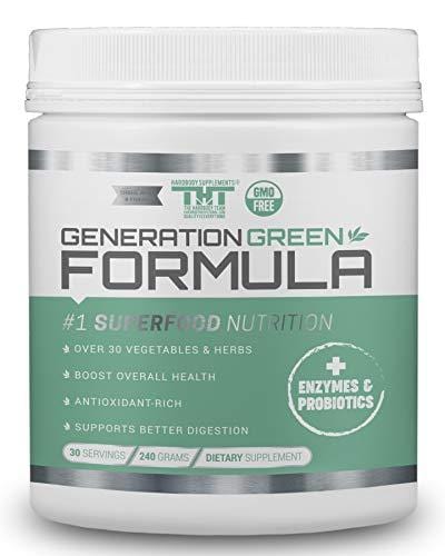 Generation Greens Powder | Best Organic Superfood Green Powder | 60 Powerful Super foods ( Spirulina, Chlorella, Wheat Grass), Probiotics, Enzymes |GMO FREE
