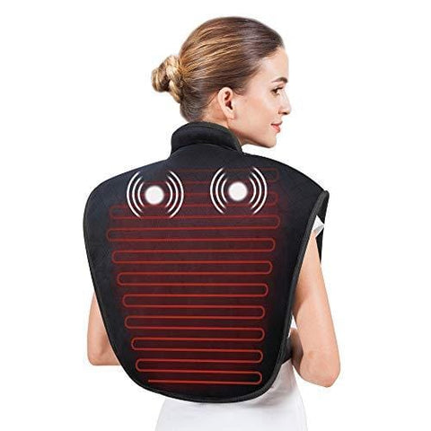 Heating Pad for Neck and Shoulders - Heat Wrap with Adjustable Heated Levels & Vibration Massage for Neck and Shoulder Back Pain Relief, Heating Pad with Auto Shut Off AL661