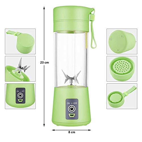 TopAufell Portable blender, Personal mini Size Blender for Smoothies and Shakes, Six blades in 3D for Superb Mixing, 13oz/380ML USB Rechargeable Juicer Cup, 2000mAh Powerful Handheld Fruit Mixer Machine