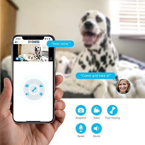 Vbroad Smart Pet Camera Treat Dispenser, 2.4GHz WiFi Remote Camera Monitor 720P HD Night Vision Video with 2-Way Audio Designed for Dogs and Cats, Home Safety Pet Monitor (Android/iOS)