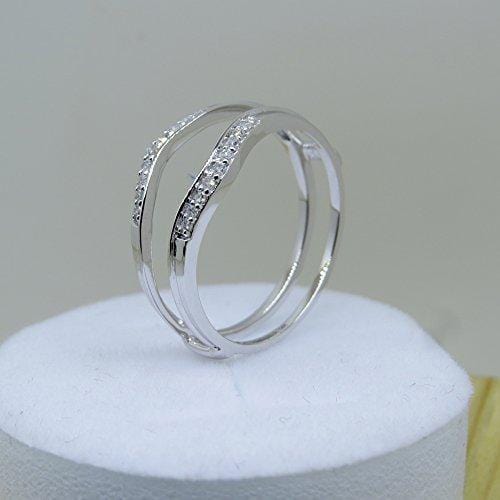 Dazzlingrock Collection 0.12 Carat (ctw) 10K Round White Diamond Ladies Enhancer Guard Wedding Band, White Gold, Size 7