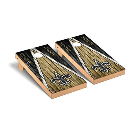 Victory Tailgate Regulation NFL Triangle Weathered Series Cornhole Board Set - 2 Boards, 8 Bags - New Orleans Saints