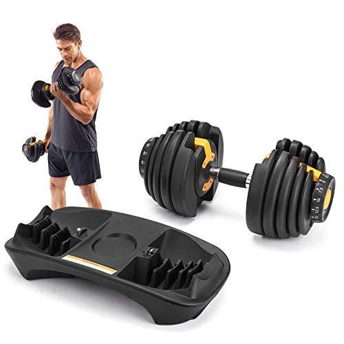 Popsport 52.5LBS Adjustable Dumbbell 1 PCS Fitness Dumbbell Standard Adjustable Dumbbell Handle Weight Plate Home Gym System- Building Muscle