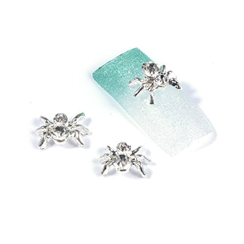 So Beauty 10pcs 3D Spider with Rhinestones Nail Art Glitters DIY Decorations