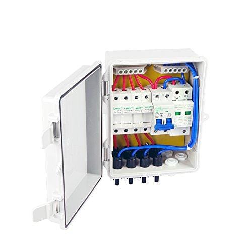 ECO-WORTHY 4 String PV Combiner Joint Box 10A Circuit Breakers for On/Off Grid Solar Panel System