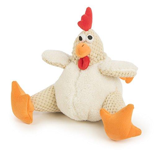 goDog Checkers Fat Rooster With Chew Guard Technology Tough Plush Dog Toy, White, Large