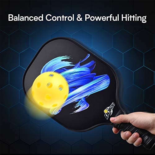 DOKOU Pickleball Paddles, Pickleball Paddle with Fiberglass Face and Polypropylene Honeycomb Core, Pickleball Paddle Set of 2 with 1 Bag and 4 Pickleballs