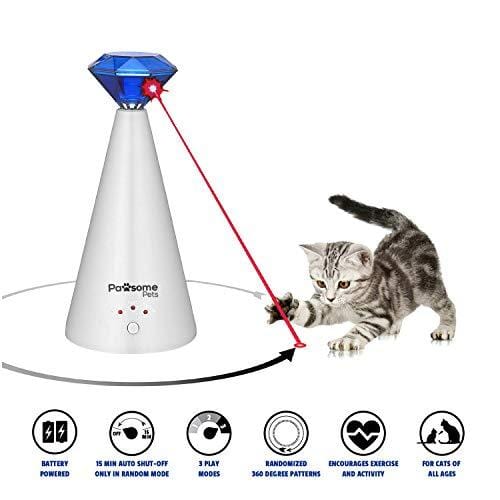 Pawsome Pets Automatic Cat Laser Toy - Pet Laser Light for Cats, Interactive Cat Chase Toy With 3 Rotating Modes - Auto Shut Off - Ultra Pickleball