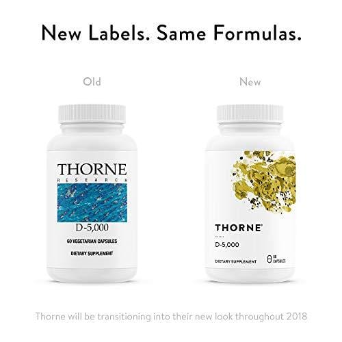 Thorne Research - Vitamin D-5000 - Vitamin D3 Supplement (5,000 IU) for Healthy Bones and Muscles- NSF Certified for Sport - 60 Capsules
