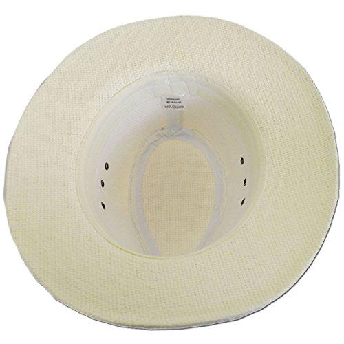 Panama Jack Natural Matte Toyo Safari Sun Hat with Black Band (White, Large)