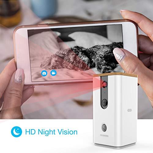 Vbroad Smart Pet Camera Treat Dispenser, 2.4GHz WiFi Remote Camera Monitor 720P HD Night Vision Video with 2-Way Audio Designed for Dogs and Cats, Home Safety Pet Monitor (Android/iOS)