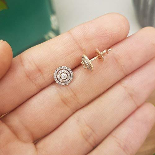 Dazzlingrock Collection 0.41 Carat (ctw) 10K Round White Diamond Ladies Halo Style Stud Earrings, Rose Gold