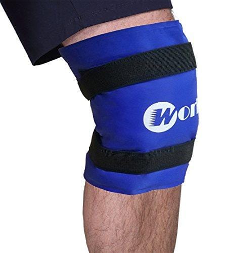 WORLD-BIO Large Knee Ice Pack Cold Therapy Wrap for Knees Legs Thighs Injuries, Medical Freezable Compression Gel Packs for Post Surgery Recovery, Muscle Aches Relief - 2 Elastic Neoprene Straps
