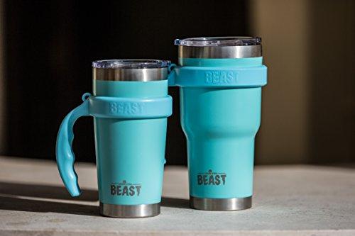 BEAST 20oz Tumbler Insulated Stainless Steel Coffee Cup with Lid, 2 Straws, Brush & Gift Box by Greens Steel (20 oz, Aquamarine Blue)