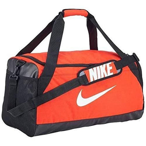 NIKE Brasilia Duffel Sports Gym Bag, Medium - Orange/Black, 3723 cu.in (BA5334-891)